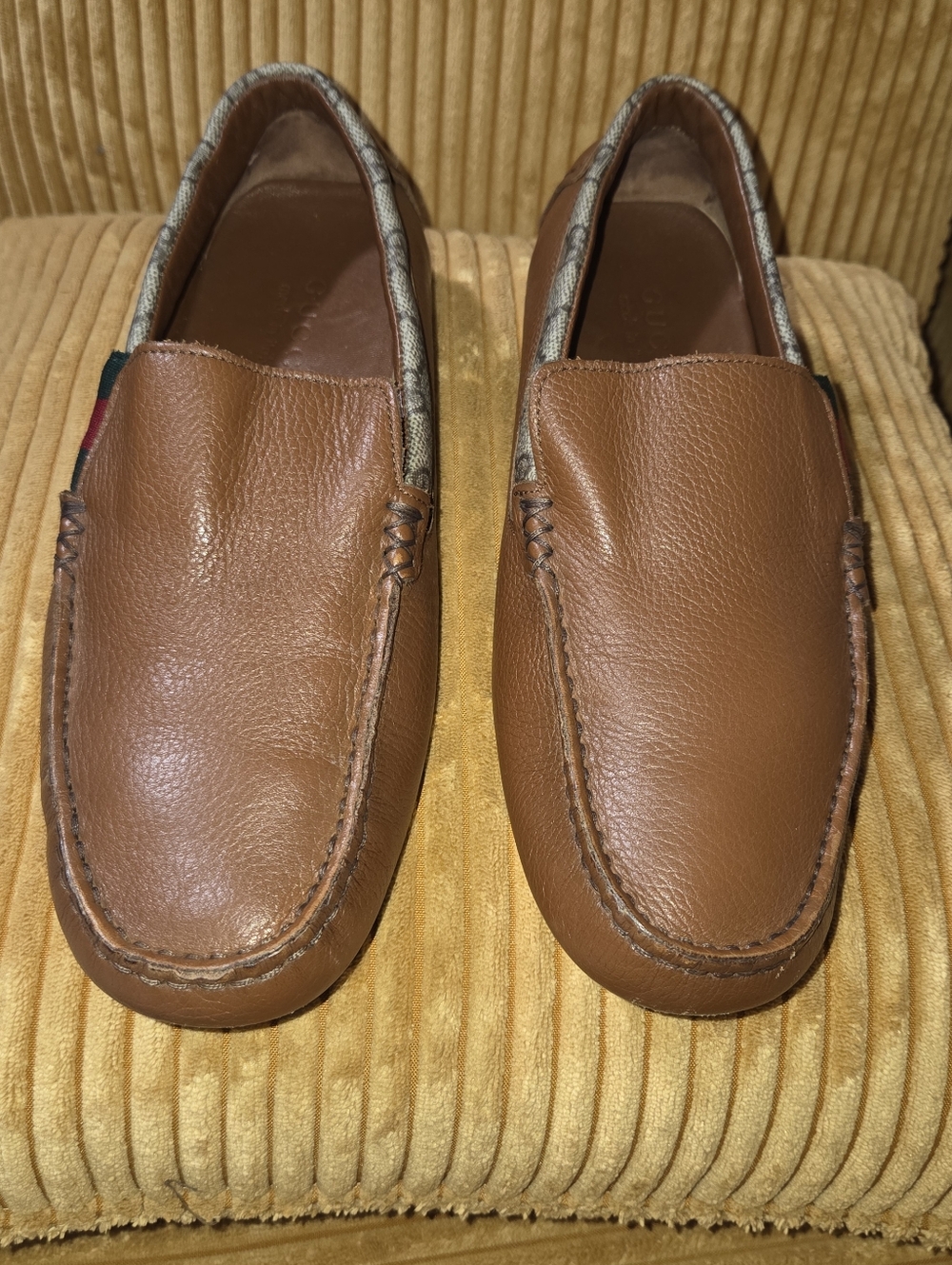 Men's Gucci Brown Leather With Signature GG Slip-On Loafers